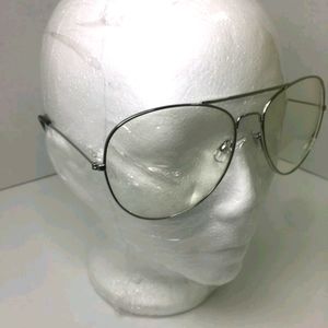 XL Silver/Black Aviator Clear Lens Glasses